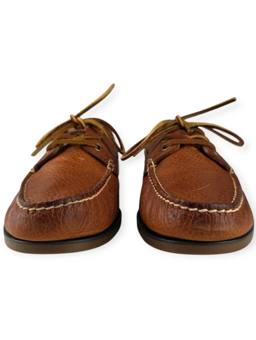 Polo Ralph Lauren Bienne Men's Tumbled Leather Boat Shoes Men’s Size 9.5D EUC